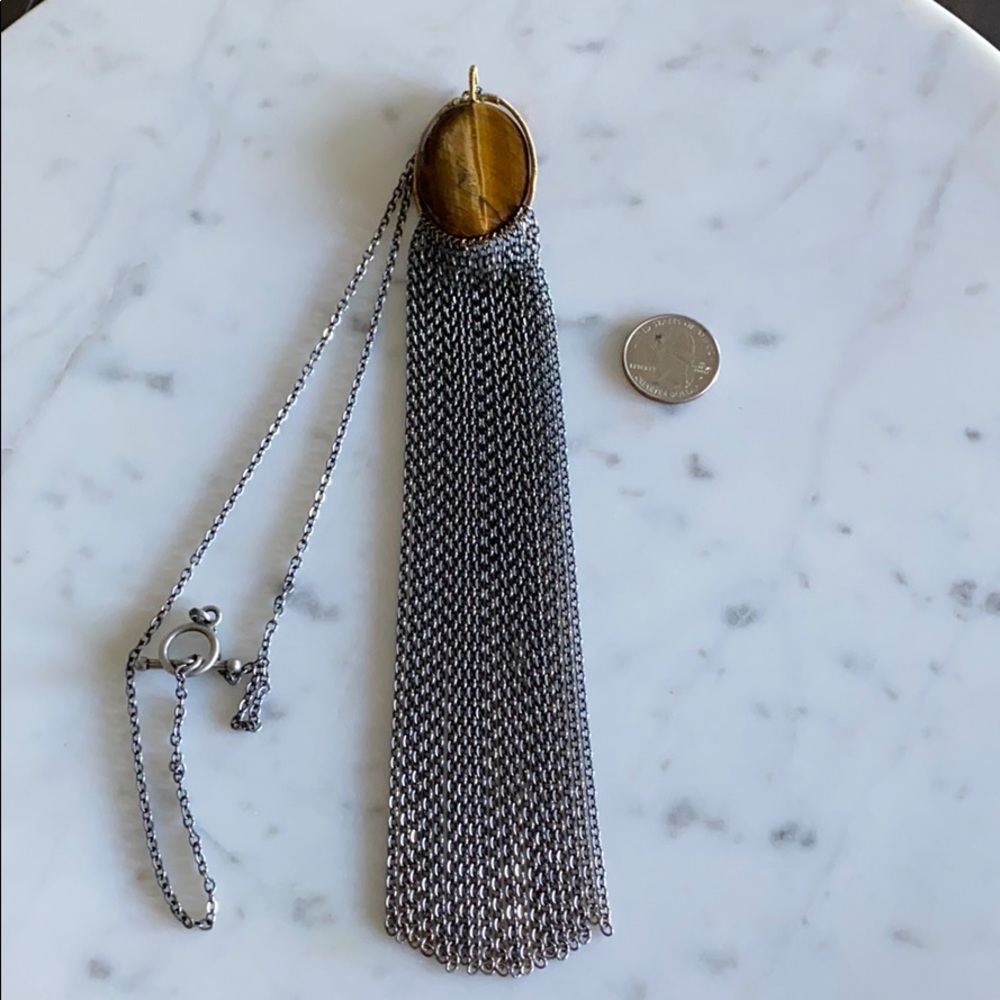 Handcrafted Tigers Eye and Italian Silver Necklace